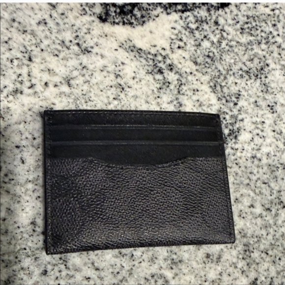 Coach Accessories - Coach Classic Black Leather Card Holder - Slim Unisex With ID Window